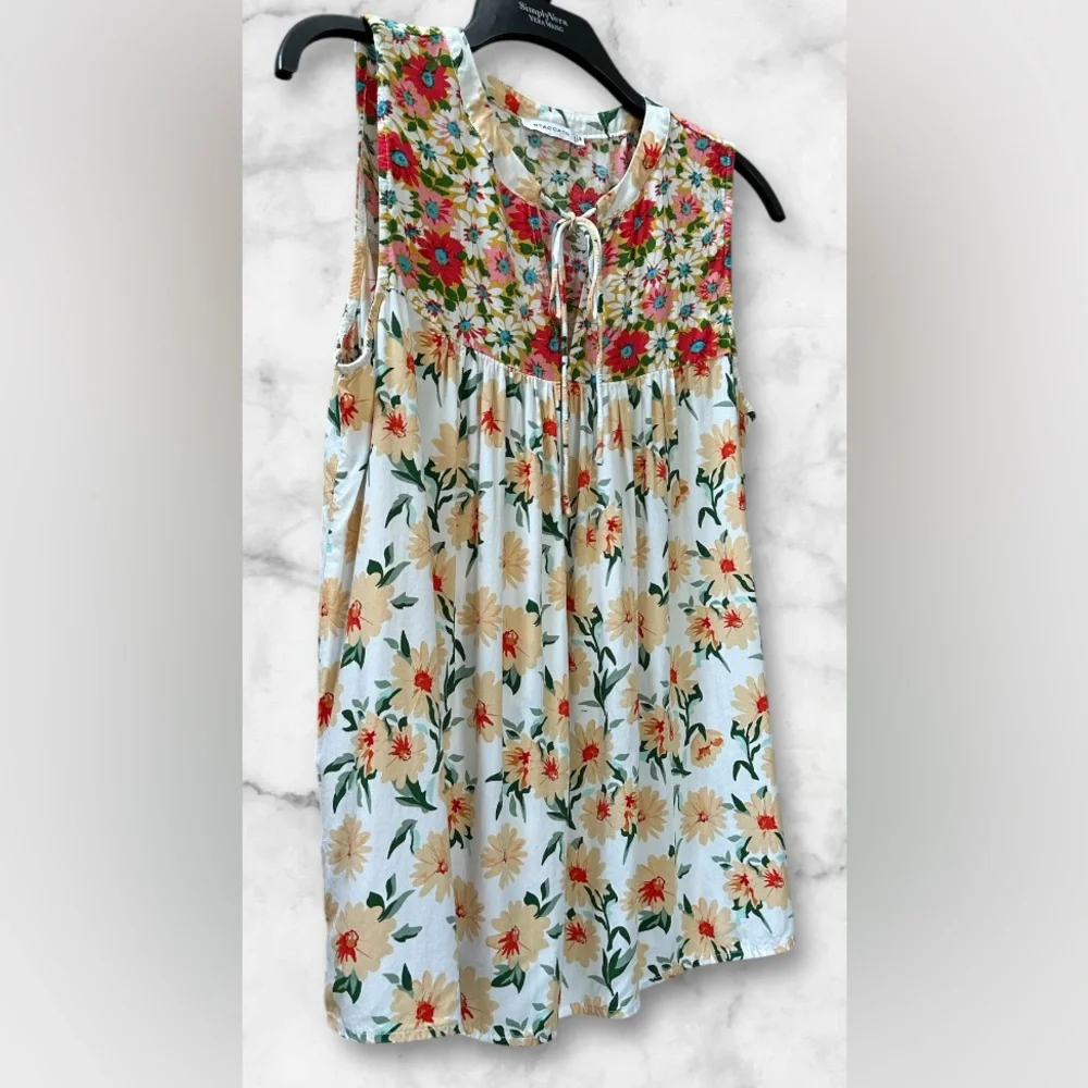 Staccato Bohemian Babydoll Style Floral Sleeveless Keyhole Blouse Size M - Picture 3 of 11